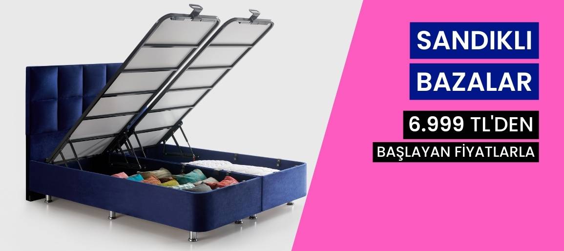 İzmir Yatak'ta geniş iç hacimli sandıklı baza modelleri 6999 TL'den başlayan fiyatlarla.. Kampanyadan faydalanmak için hemen sipariş ver!