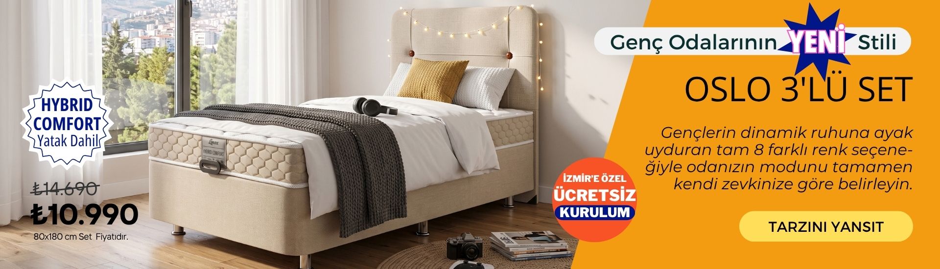 Genç odalarının #1 numaralı tercihi Flow Yatak Baza Başlık Seti'ni %20 indirim fırsatı ile kaçırmayın!