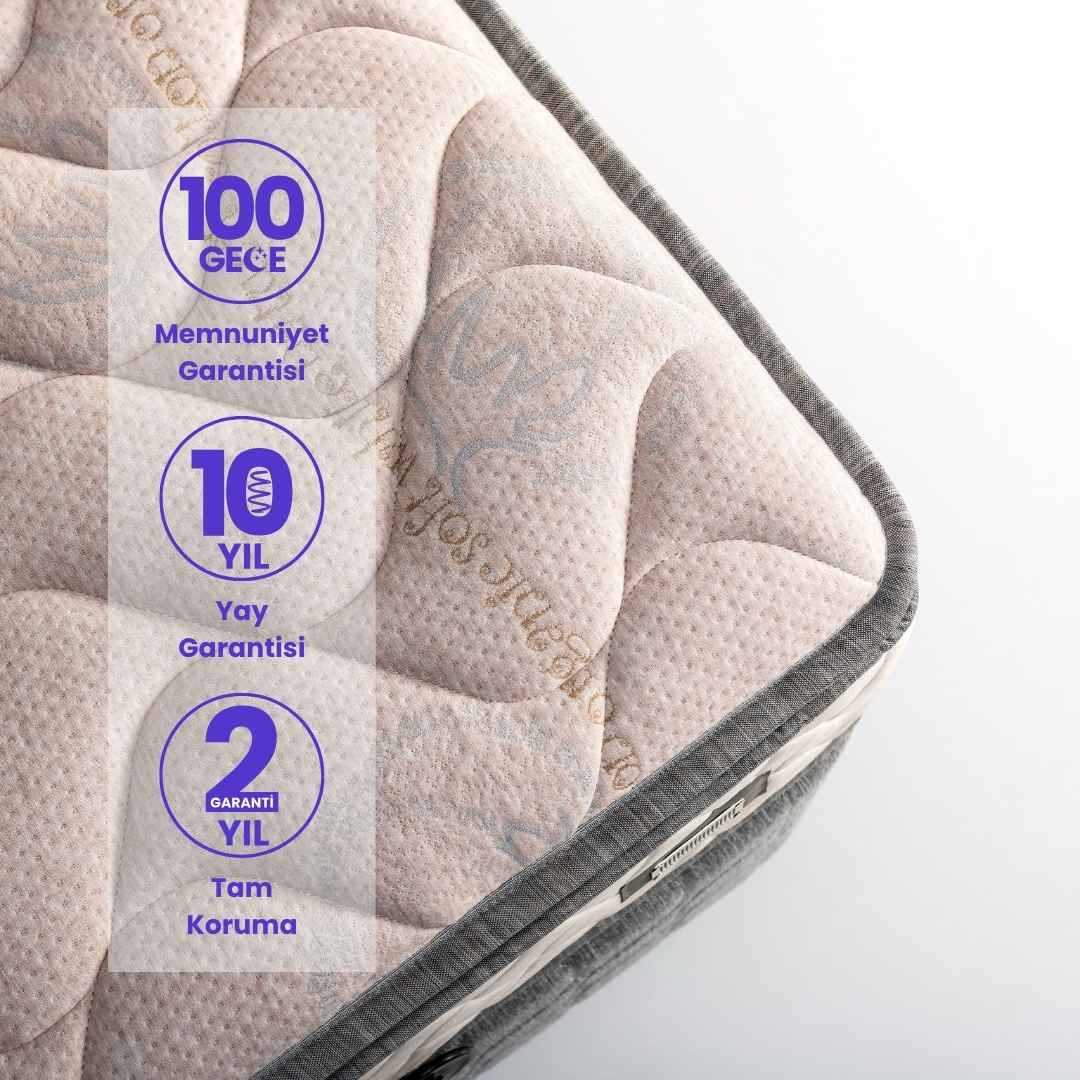 Natural Cotton Pedli Çift Kişilik Yatak - Nefes Alan Doğal Pamuk Teknolojisi (30 cm)