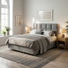 Nova Keten Başlık Çift Kişilik - Minimalist Kare Desen (Modern Serisi)