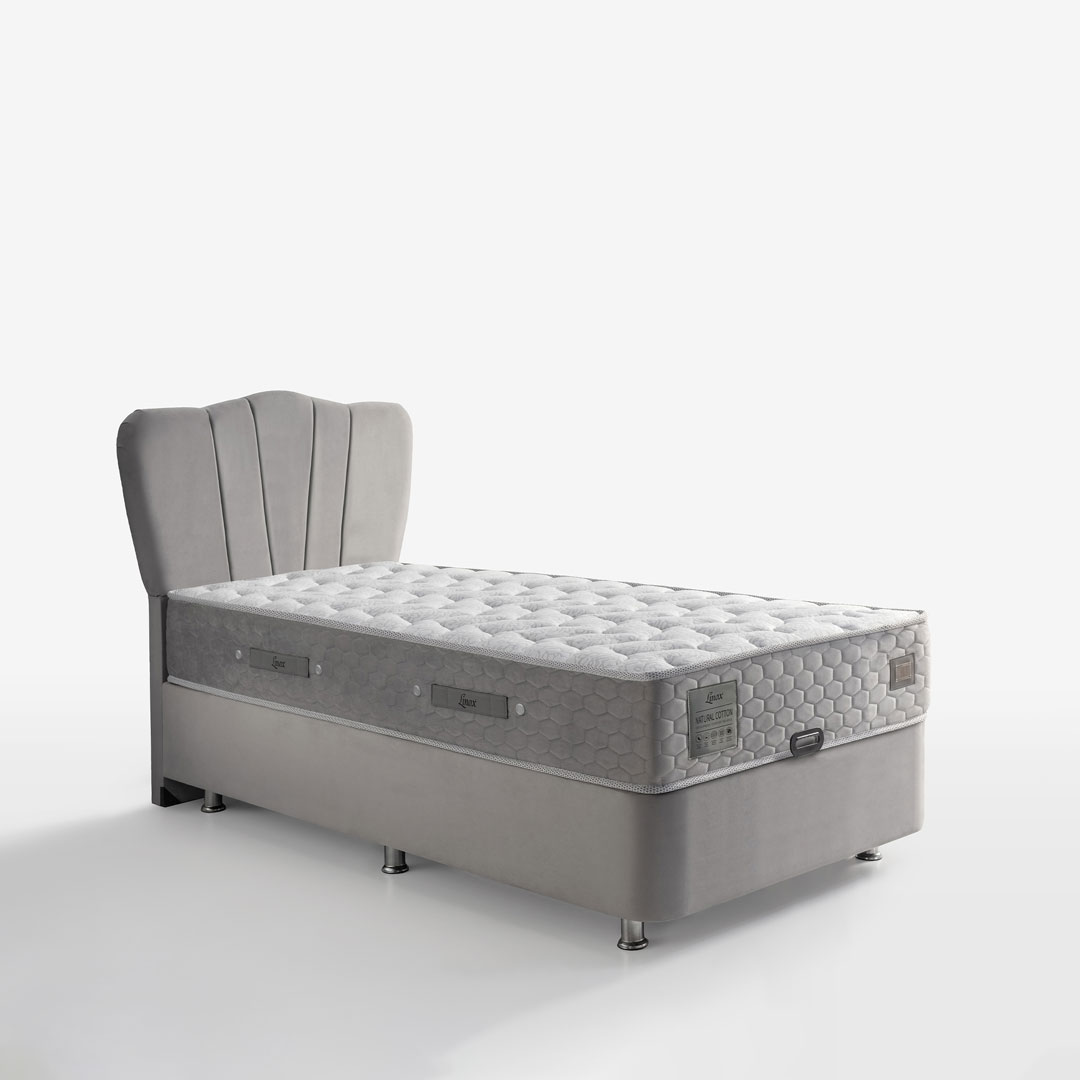 Perla Yatak Baza Başlık Seti Tek Kişilik (Babyface Kumaş & Natural Cotton Yatak)