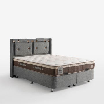Terra Yatak Baza Başlık Seti Çift Kişilik (Keten Kumaş & Amoroso Sleeper Yatak)